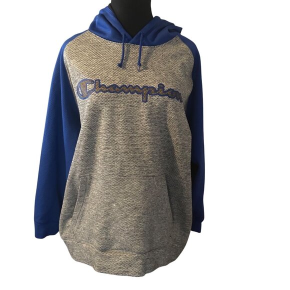 Champion grey and blue spell out hoodie size 2XL - Picture 6 of 7